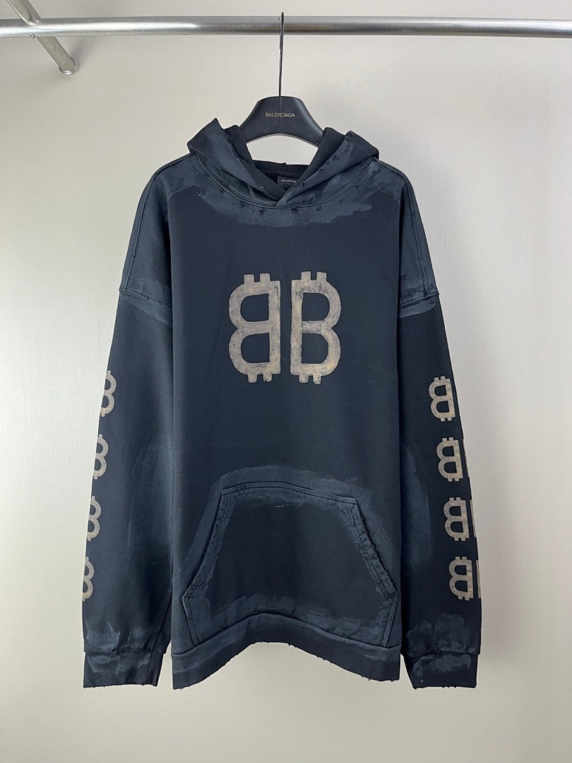 Balenciaga Mud-Dyed Bitcoin Destruction Hoodie