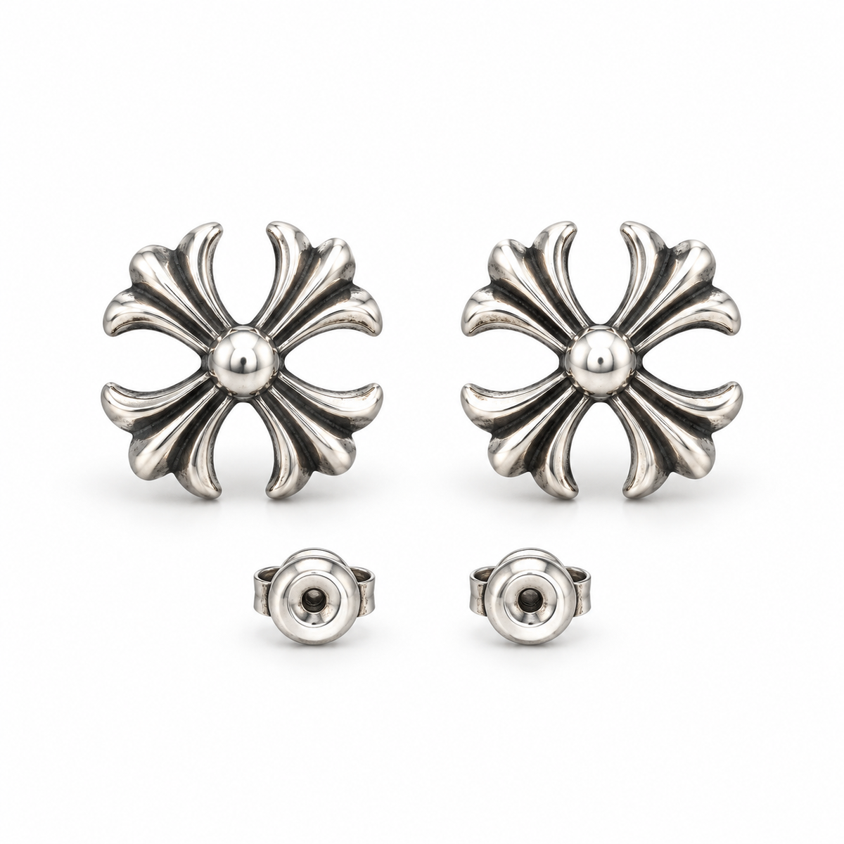 Chrome Hearts Cross Cut Out Stud Earrings
