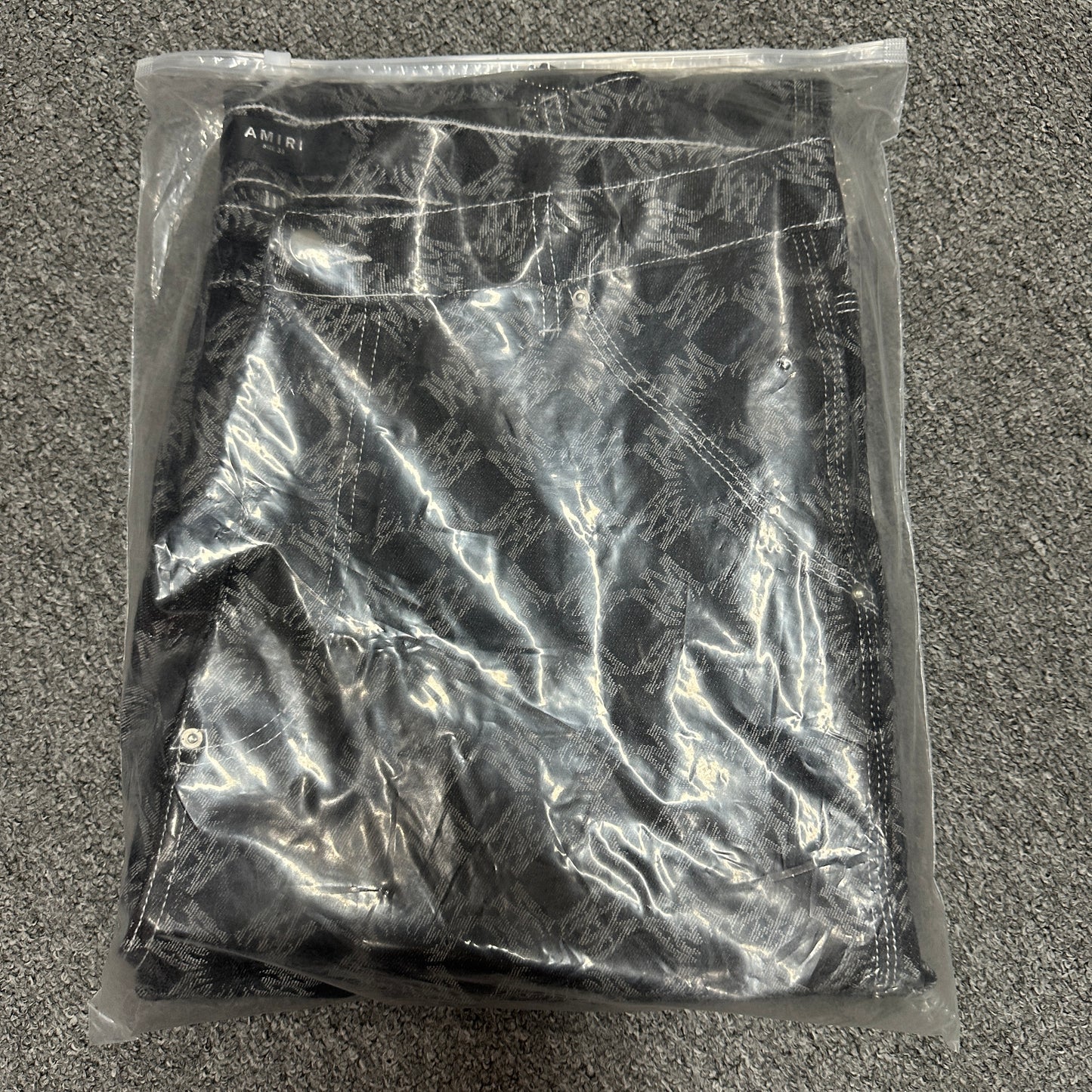 AMIRI MA Quad Jacquard Baggy Jeans Black Grey
