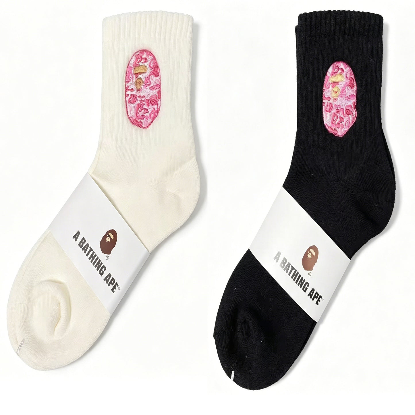 BAPE Color Camo Ape Head Socks - Pink