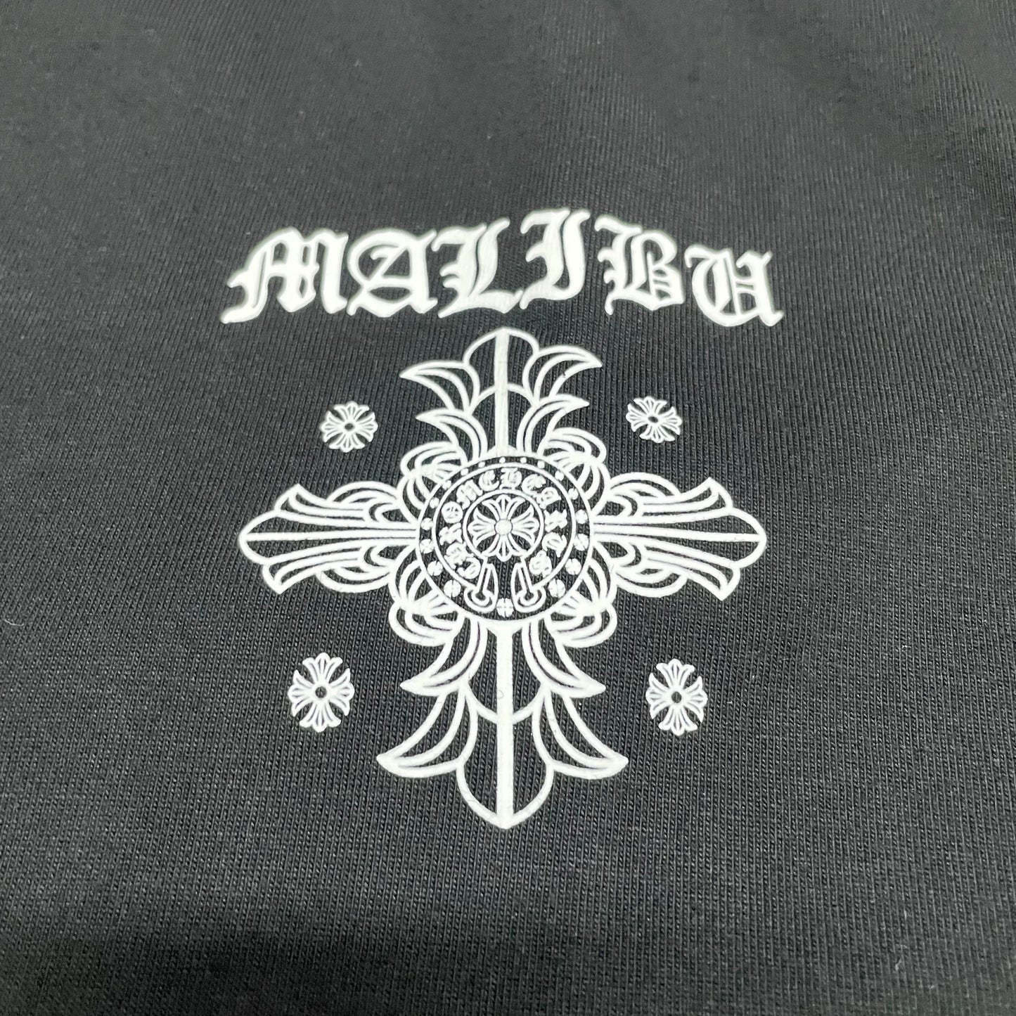 Chrome Hearts Malibu Hearts Graphic T-Shirt | Gothic Cross Streetwear Tee Wholesale