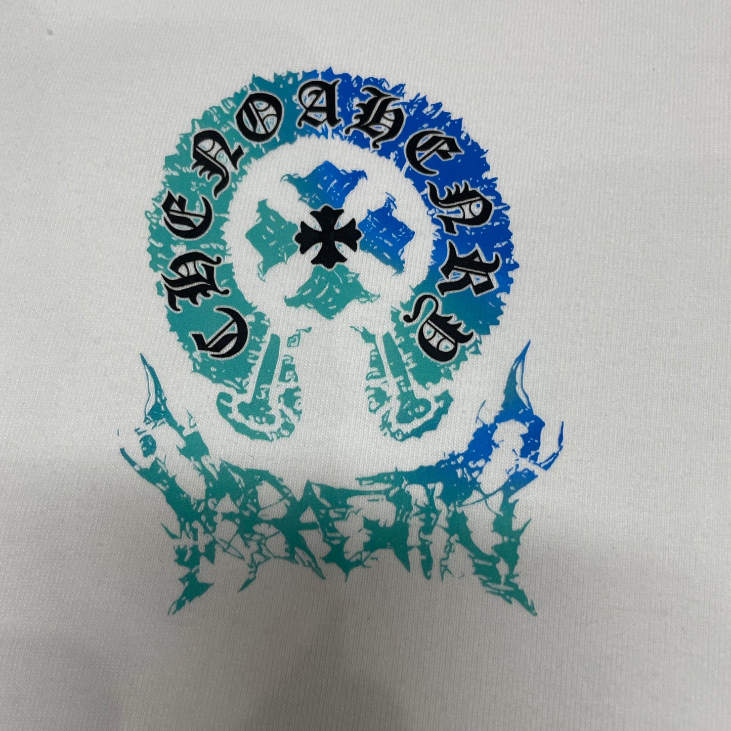 Chrome Hearts Distressed Cross Graphic T-Shirt | Gradient Cross Streetwear Tee Wholesale