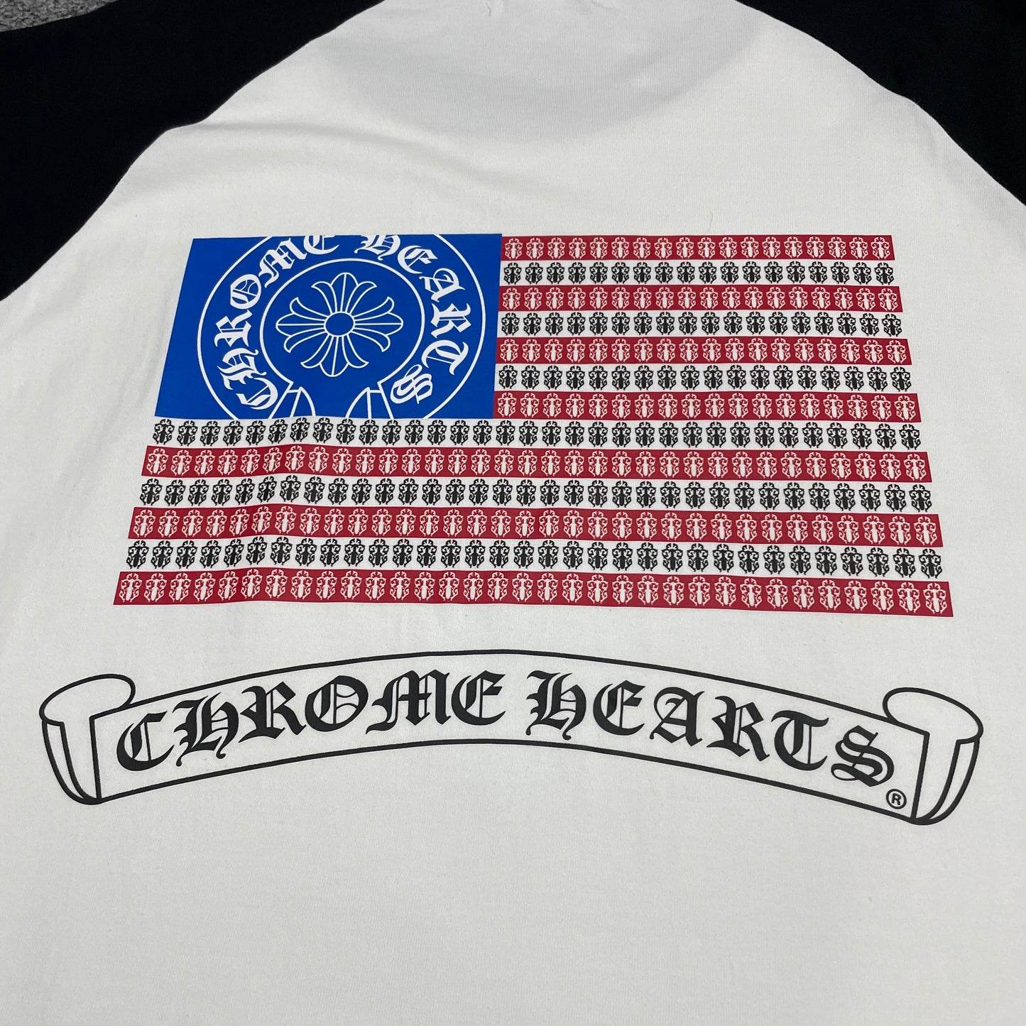 Chrome Hearts American Flag Cross Raglan T-Shirt