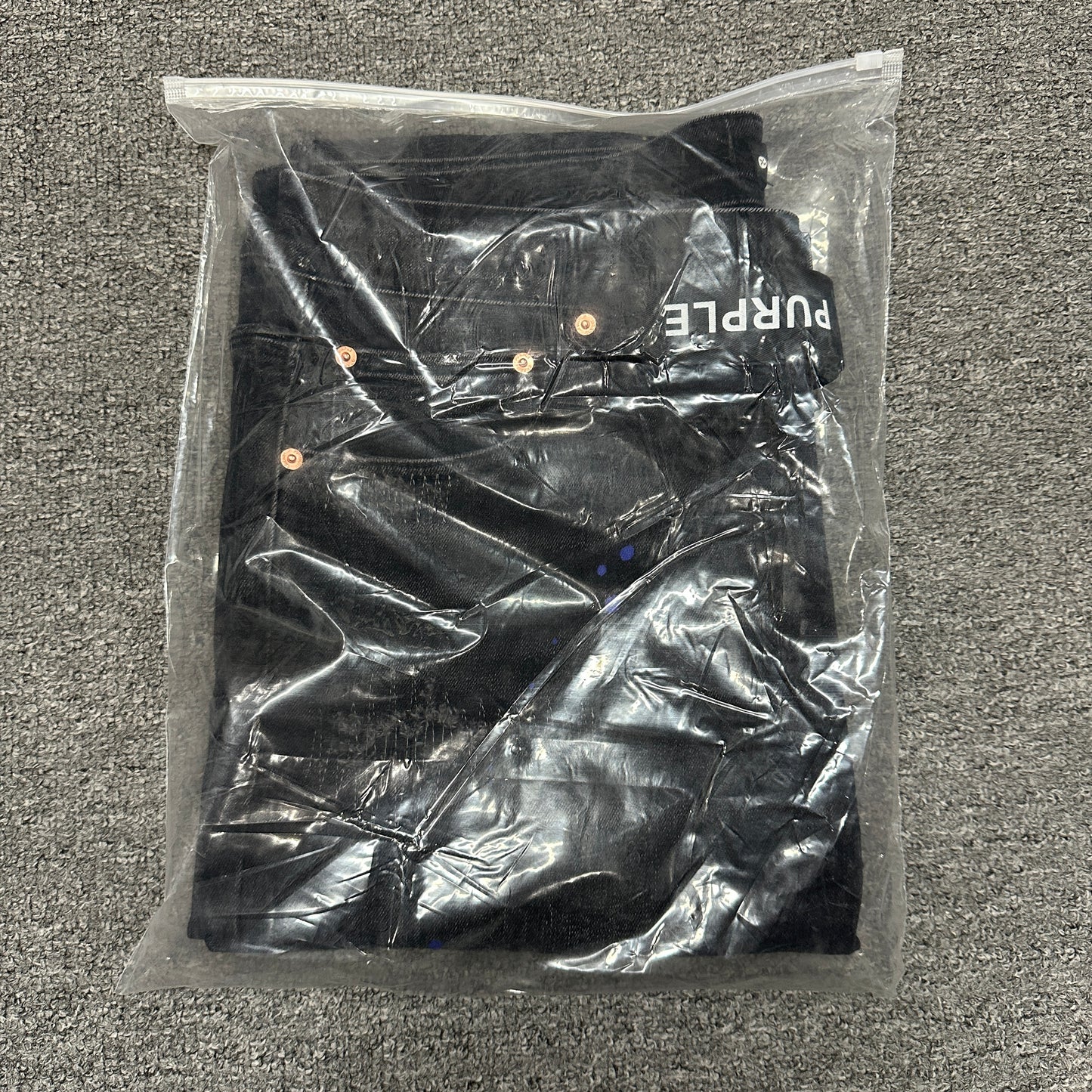 Purple Brand P001 Black Overspray Skinny Jeans