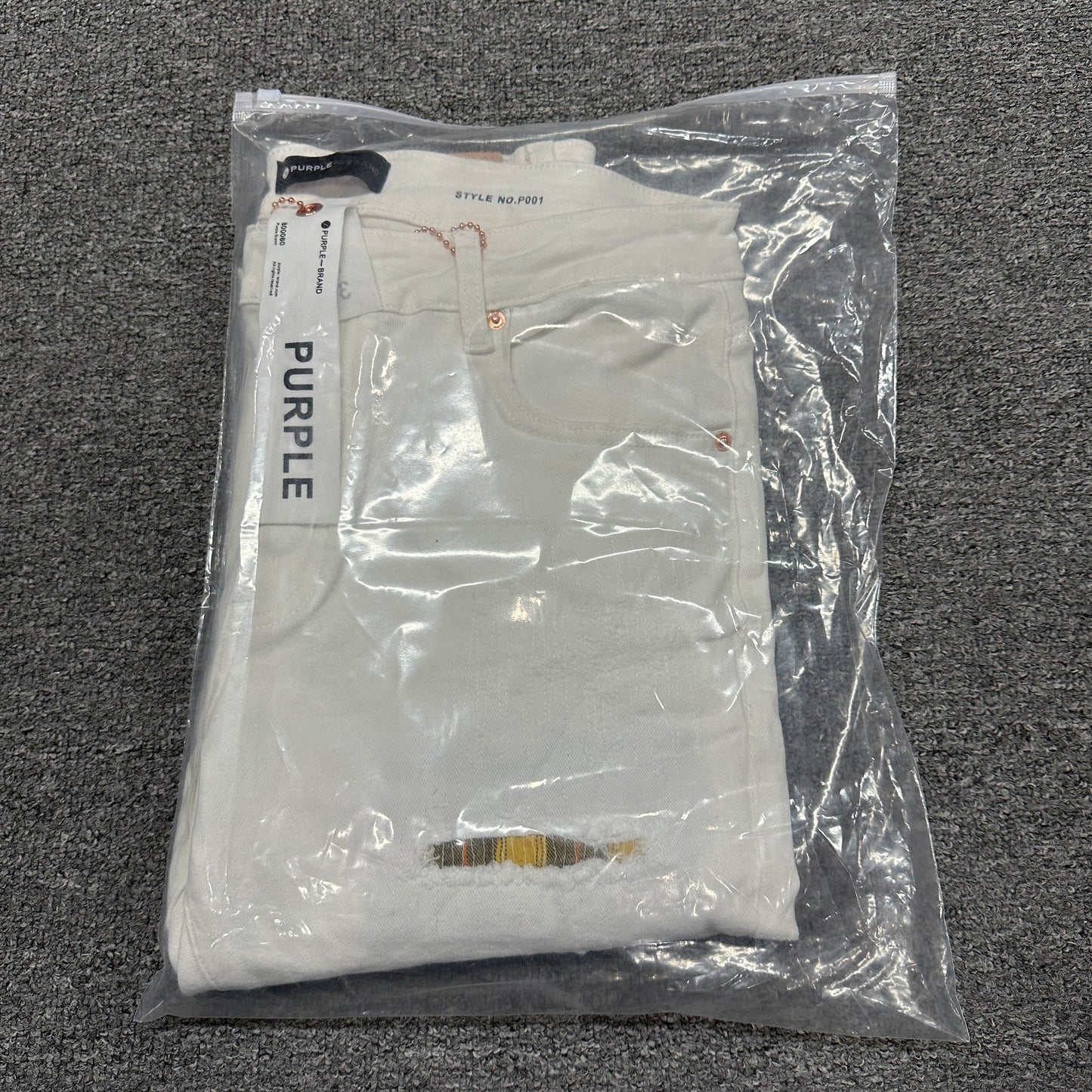Purple Brand P001 Paint Blowout Skinny Jeans White