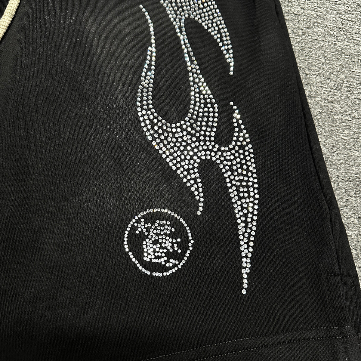 Hellstar Studios "Washed Flame" Rhinestone Sweat Shorts