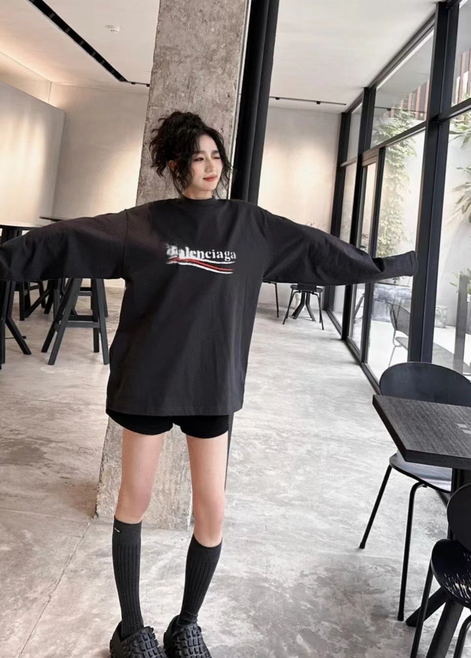 Balenciaga Logo Print Black Sweatshirt