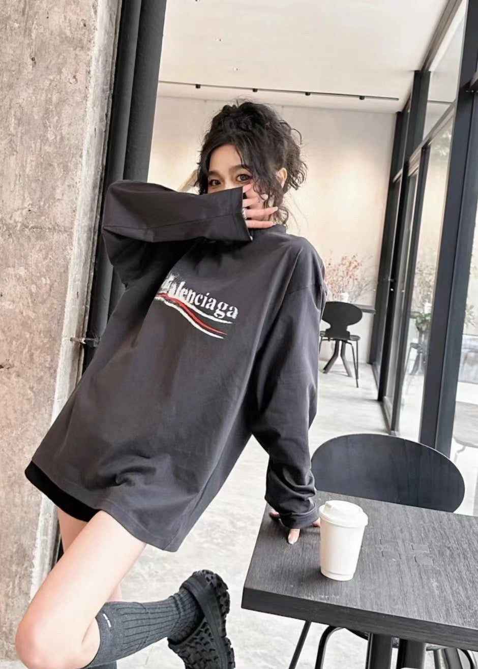 Balenciaga Logo Print Black Sweatshirt