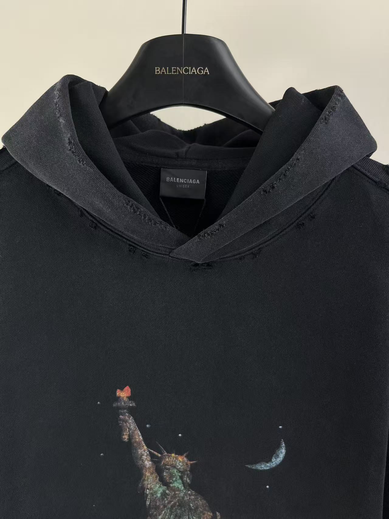 BALENCIANGA- Paris Liberty distressed fleece hoodie