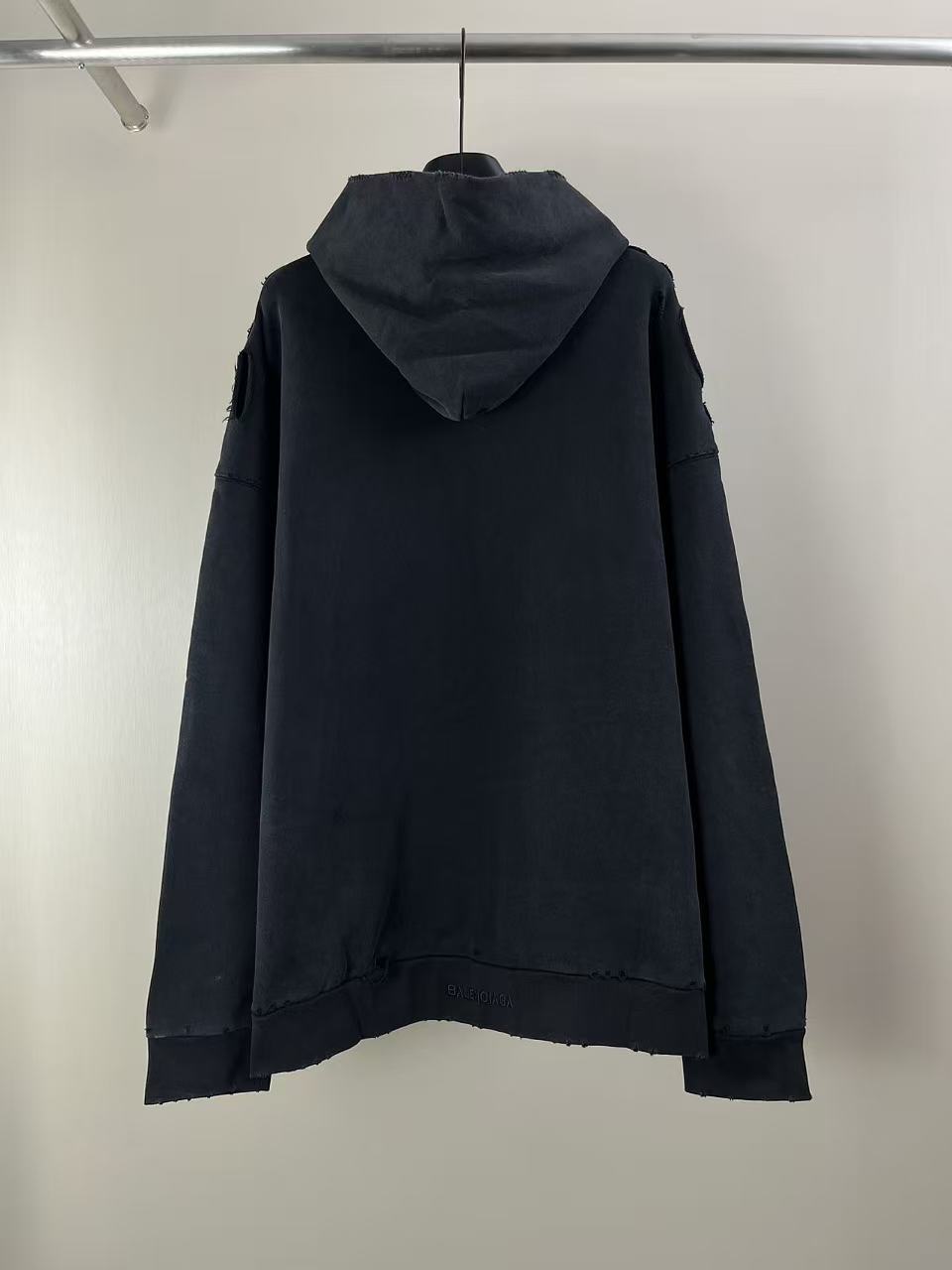 BALENCIANGA- Paris Liberty distressed fleece hoodie
