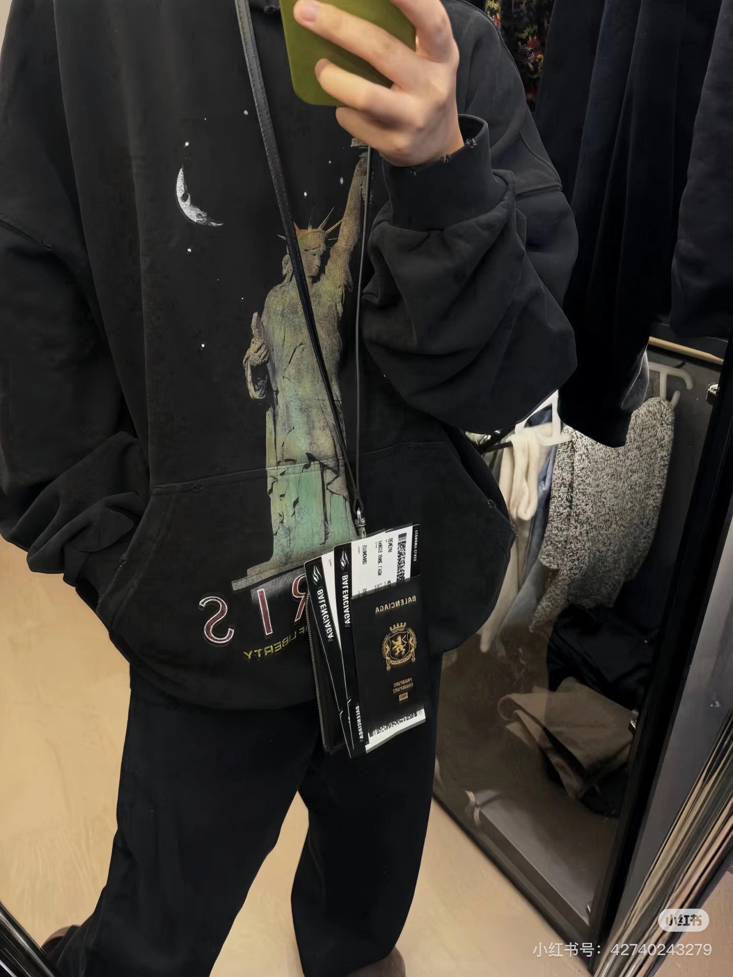 BALENCIANGA- Paris Liberty distressed fleece hoodie