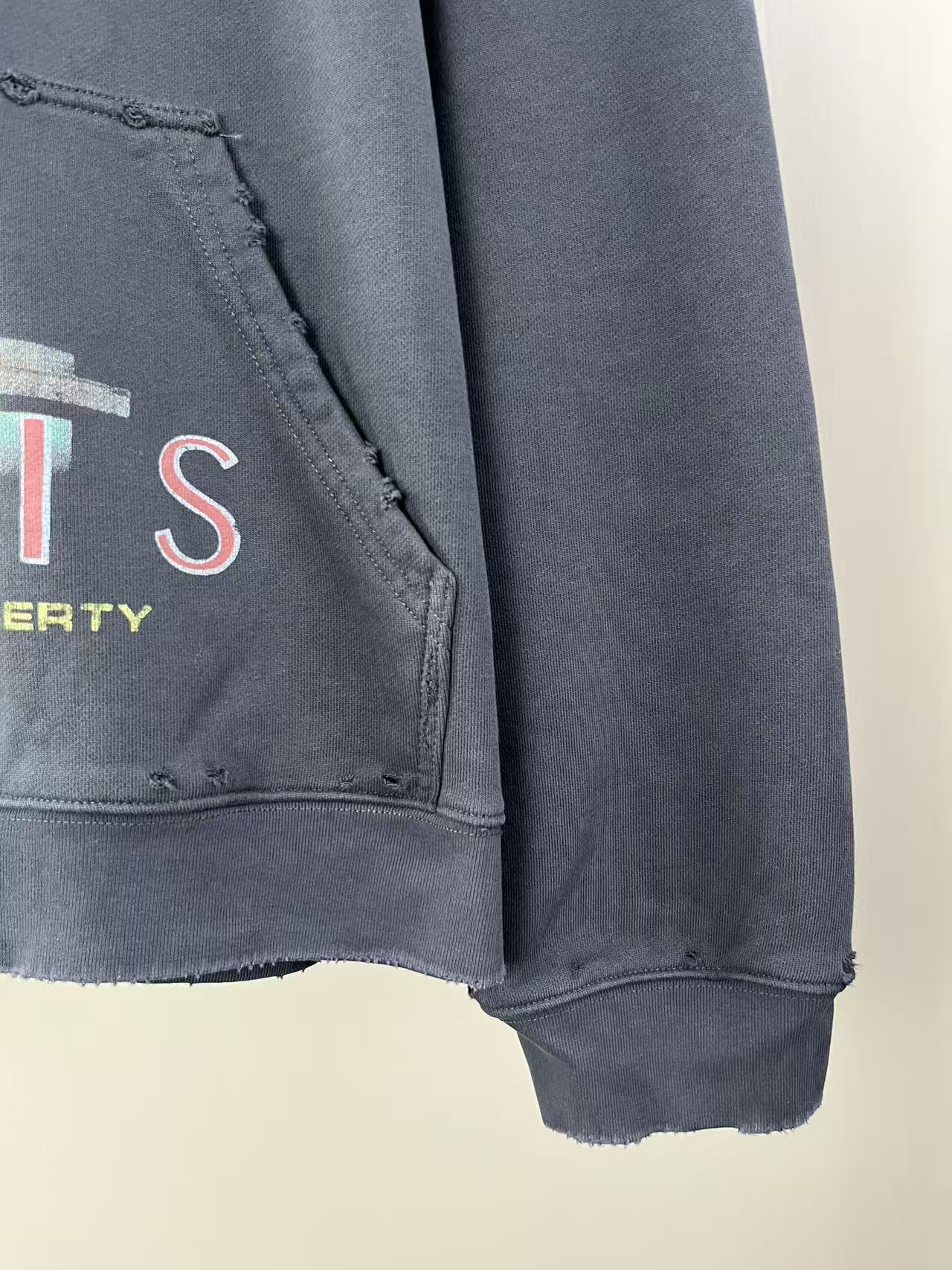 BALENCIANGA- Paris Liberty distressed fleece hoodie