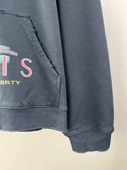 BALENCIANGA- Paris Liberty distressed fleece hoodie