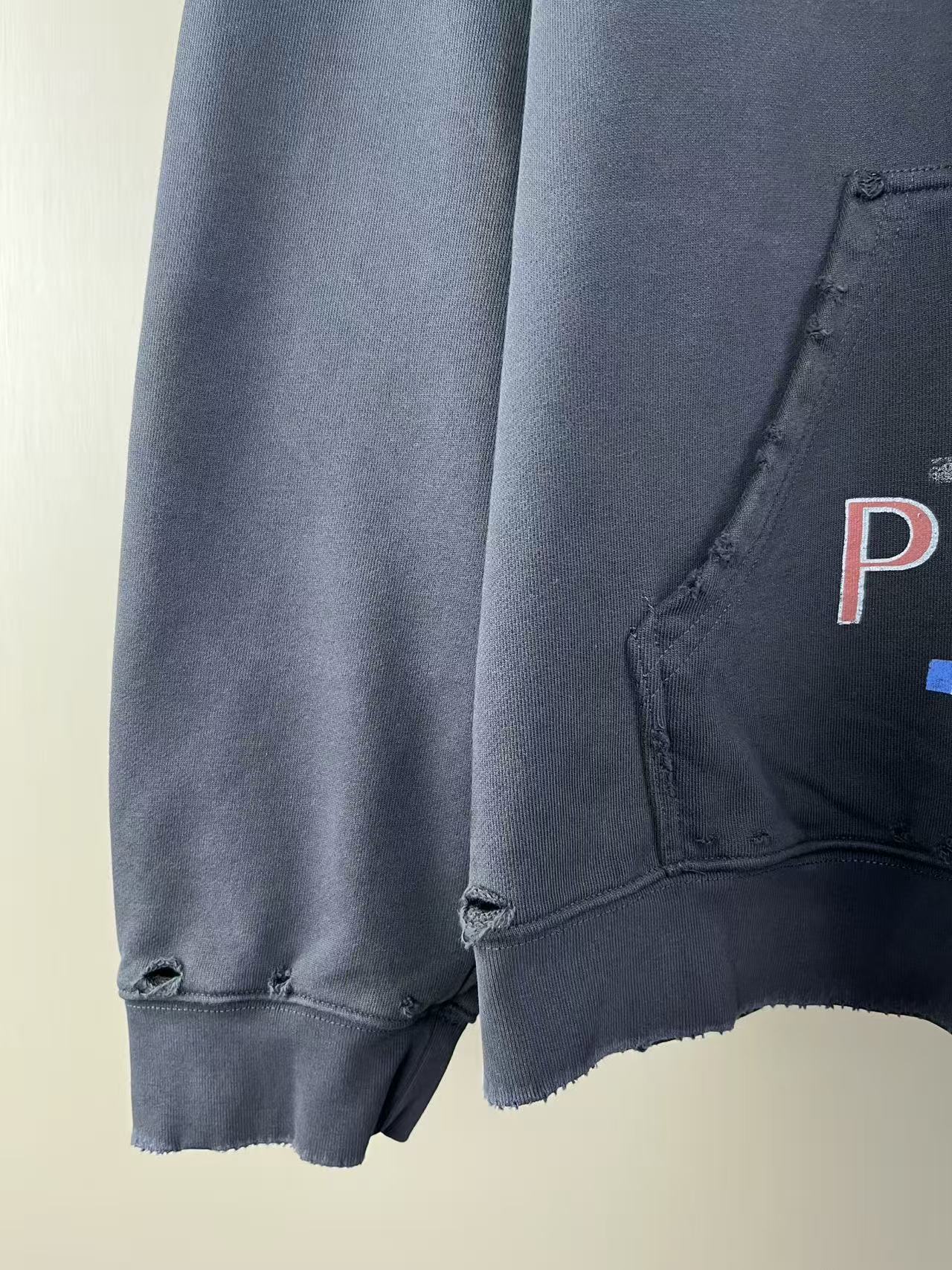 BALENCIANGA- Paris Liberty distressed fleece hoodie