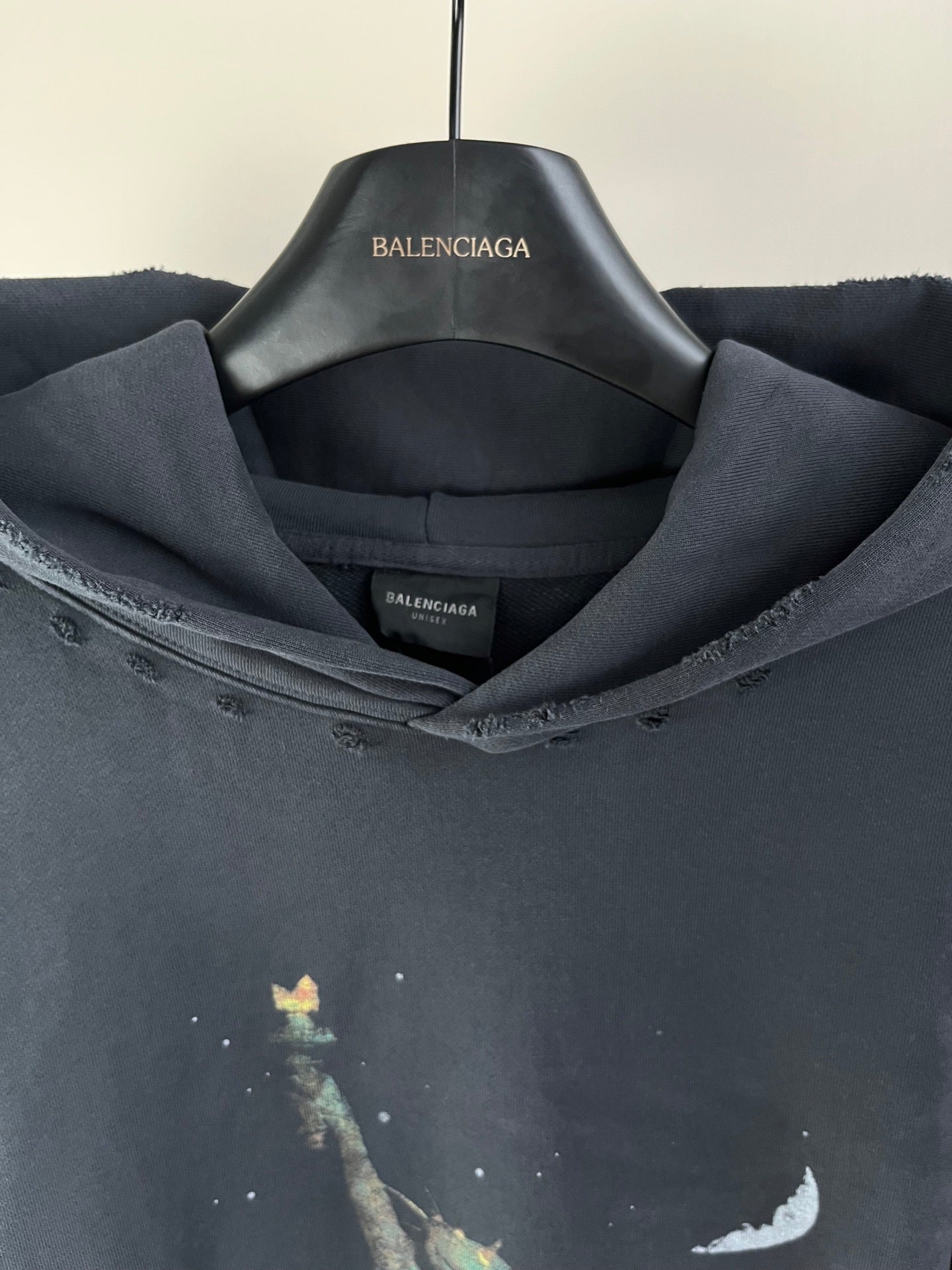 BALENCIANGA- Paris Liberty distressed fleece hoodie