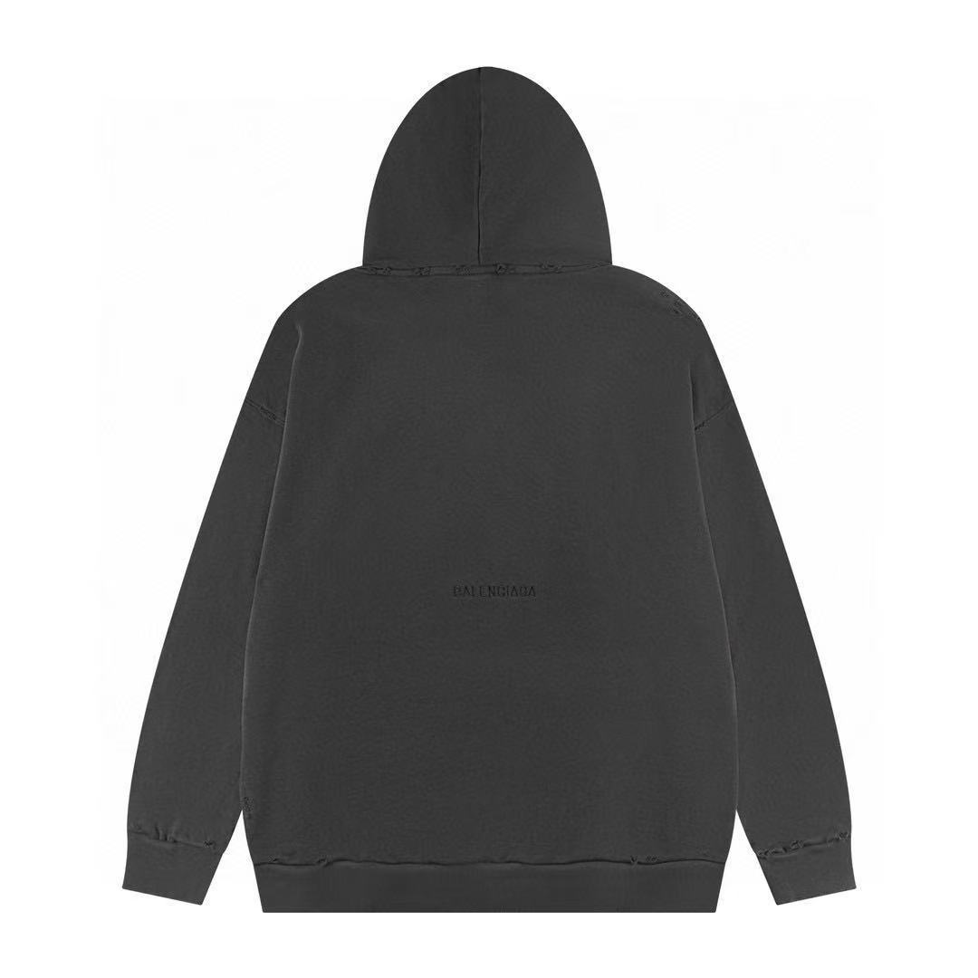 BALENCIANGA- Paris Liberty distressed fleece hoodie