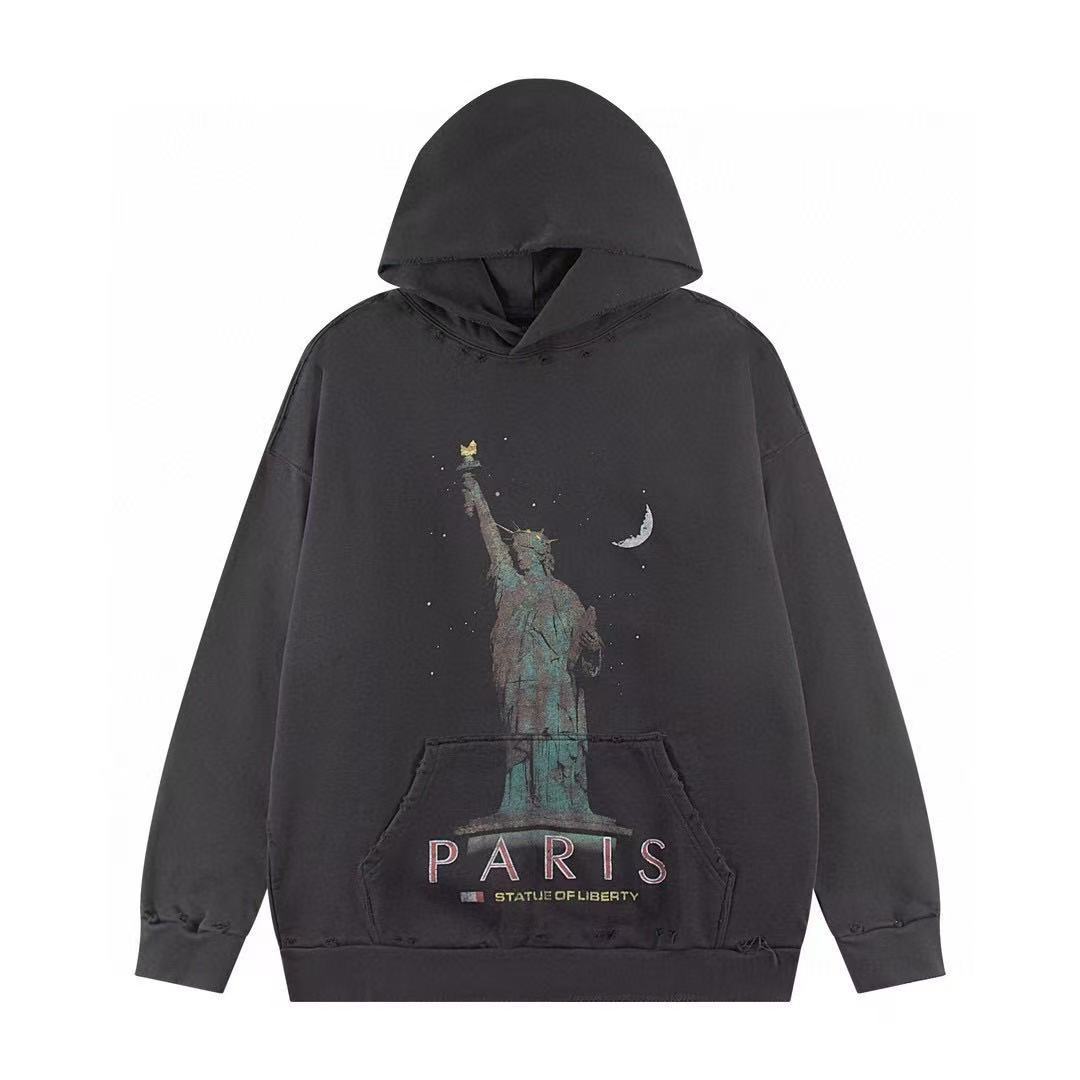 BALENCIANGA- Paris Liberty distressed fleece hoodie