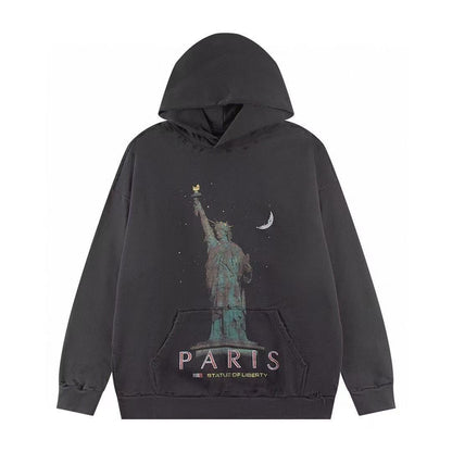 BALENCIANGA- Paris Liberty distressed fleece hoodie
