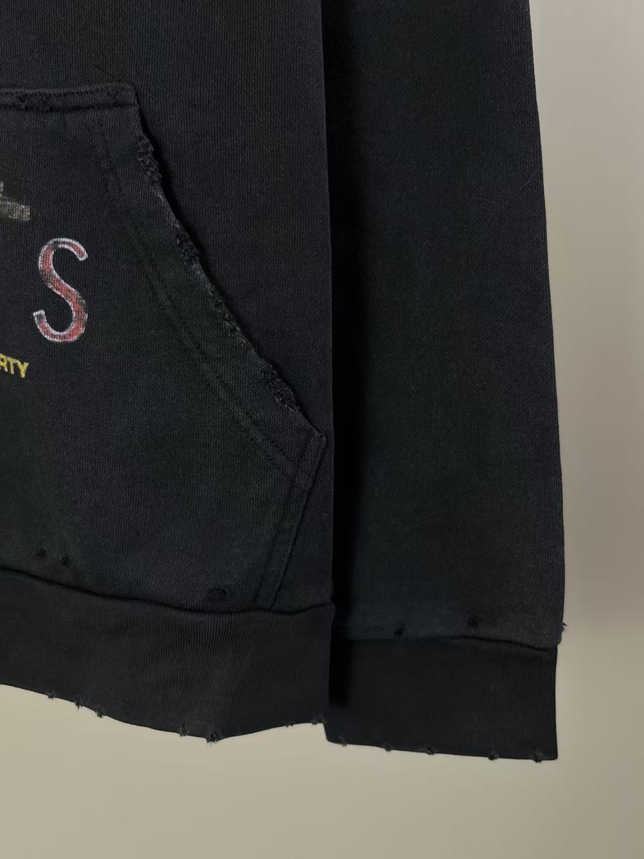BALENCIANGA- Paris Liberty distressed fleece hoodie