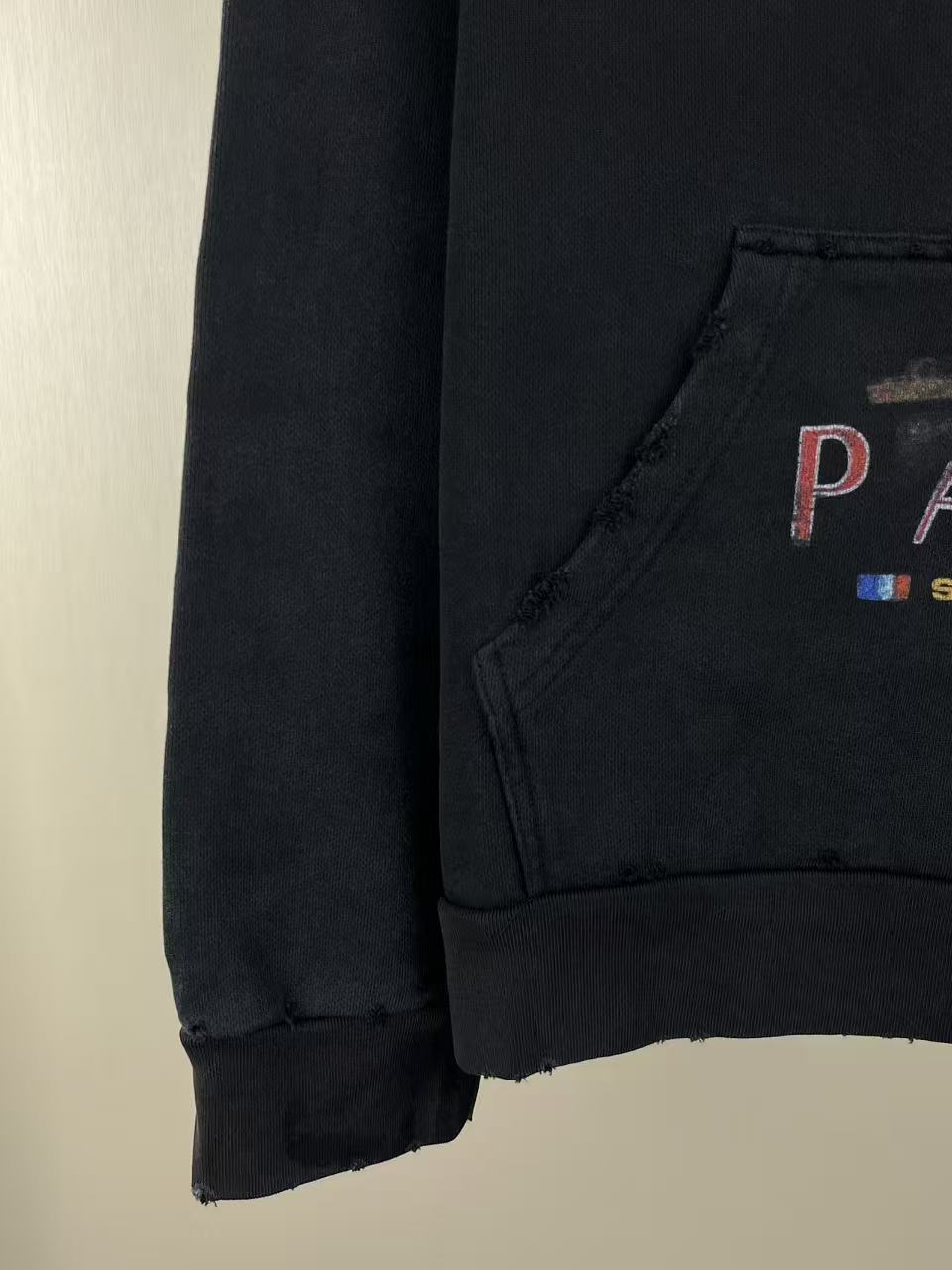 BALENCIANGA- Paris Liberty distressed fleece hoodie