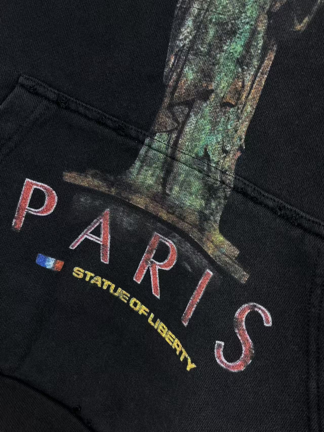 BALENCIANGA- Paris Liberty distressed fleece hoodie