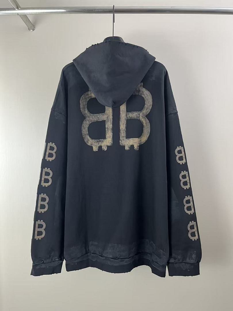 Balenciaga Mud-Dyed Bitcoin Destruction Hoodie