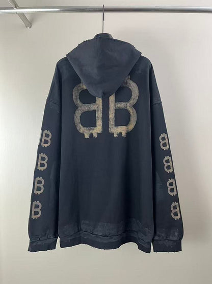 Balenciaga Mud-Dyed Bitcoin Destruction Hoodie
