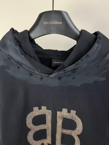 Balenciaga Mud-Dyed Bitcoin Destruction Hoodie