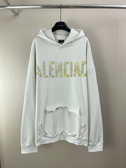Balenciaga - Oversized Distressed Logo-Print Cotton-Jersey Hoodie