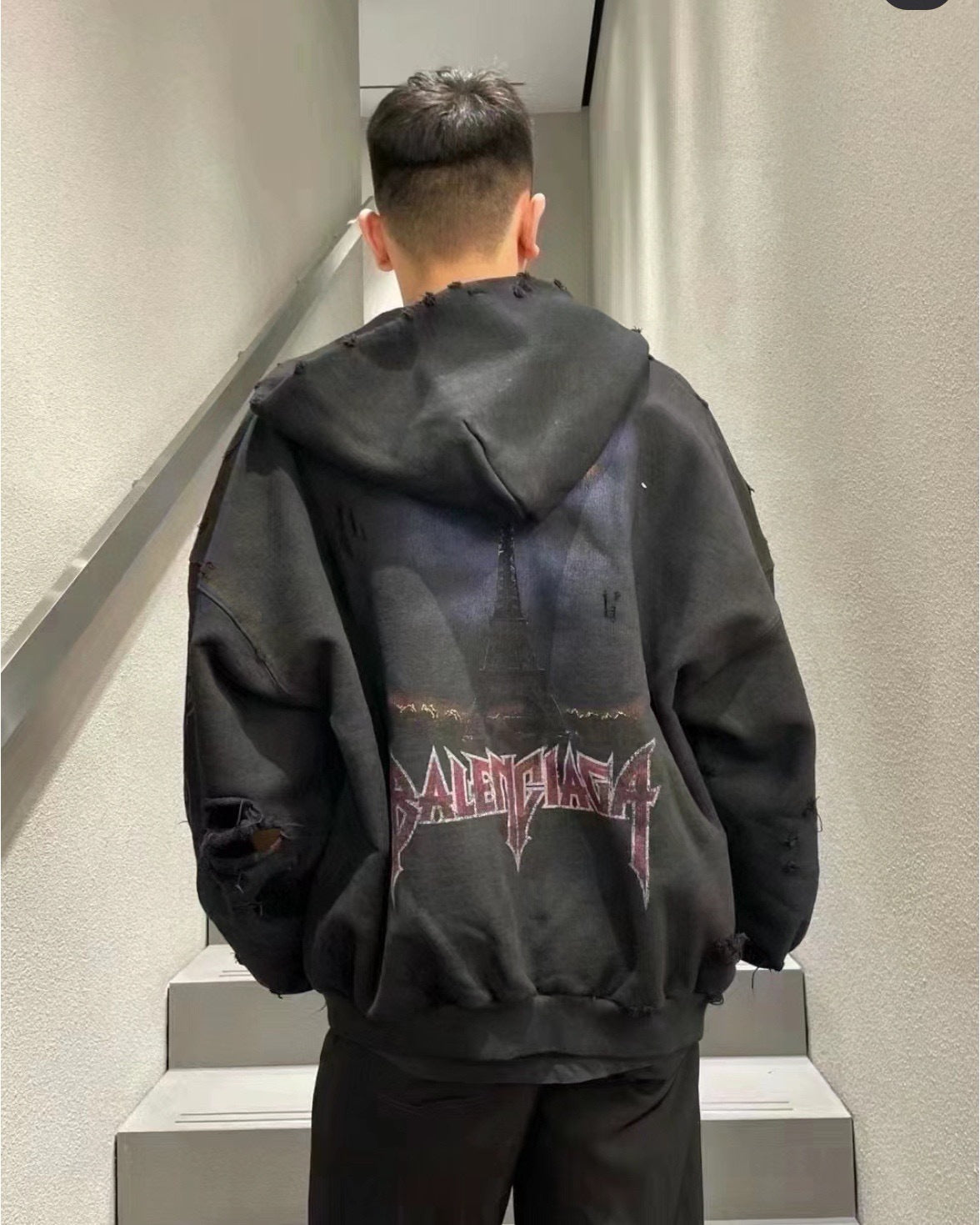 Balenciaga Men's Black Hoodie