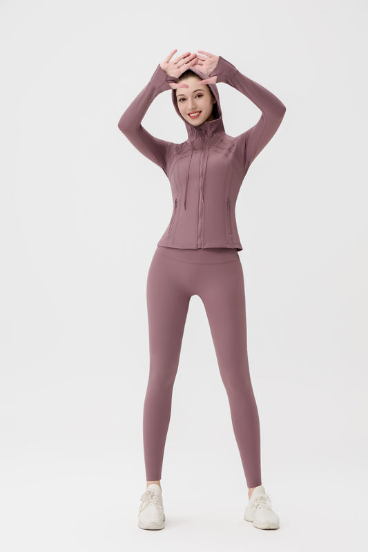 lululemon hooded jacket and full-length legging set