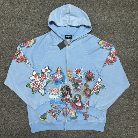 We Are Righteous "Risen King" Cropped Zip-Up Hoodie