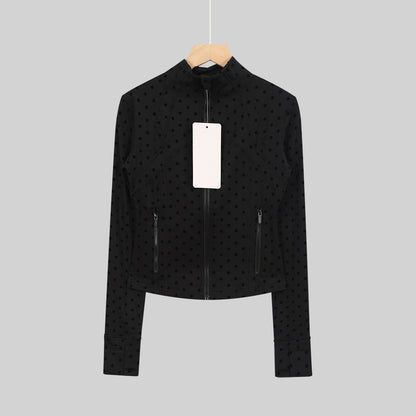 Lululemon Cropped Define Jacket(Polka Dot Flocked Black)