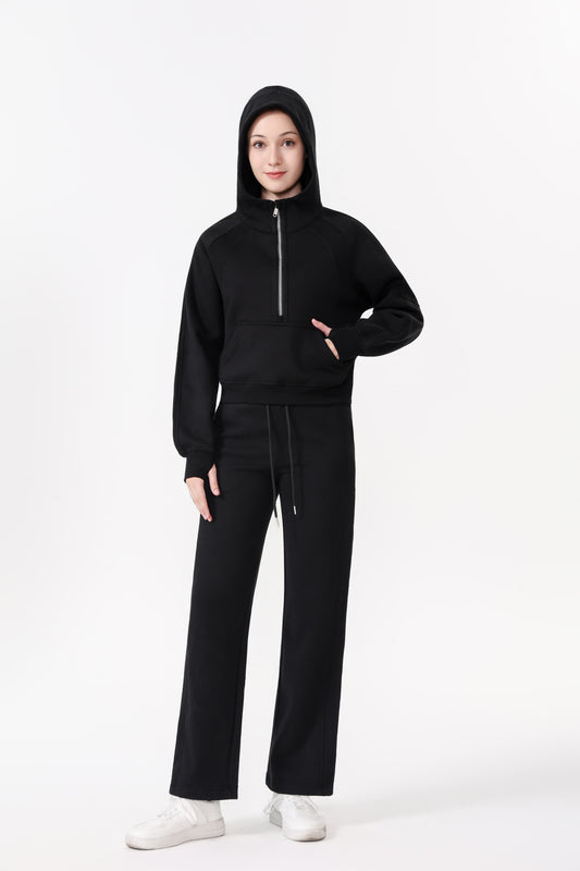 Lululemon Scuba Oversized Funnel-Neck Half-Zip and Mid-Rise Wide-Leg Pant