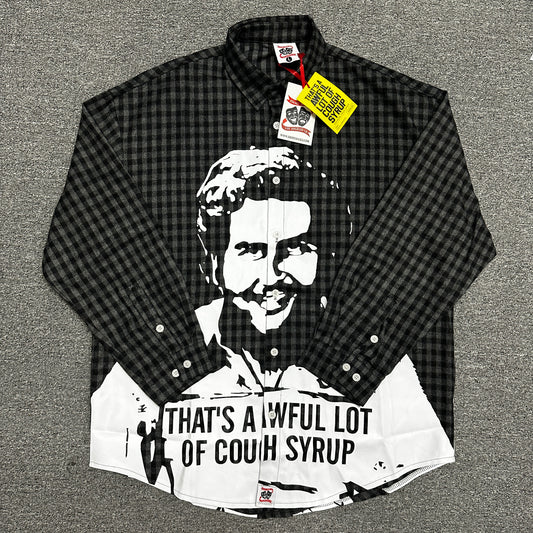 That's A Awful Lot Of Cough Syrup x Asaali Co. "Pablo Escobar" Mugshot Flannel Button-Down Shirt