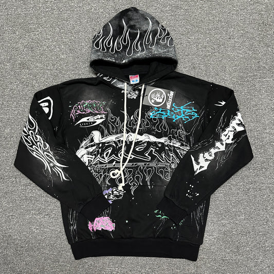 Hellstar Records "Heartless" Flame Graphic Hoodie