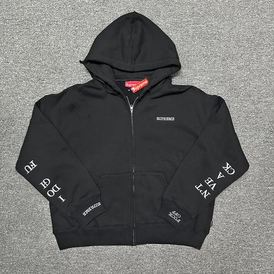 Supreme "IDGAF" Zip Up Hooded Sweatshirt