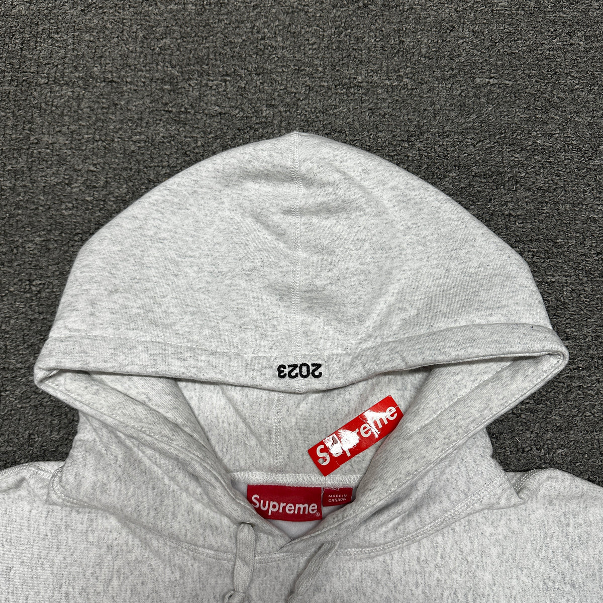 Supreme Box Logo Hooded Sweatshirt (FW23) in Ash Grey