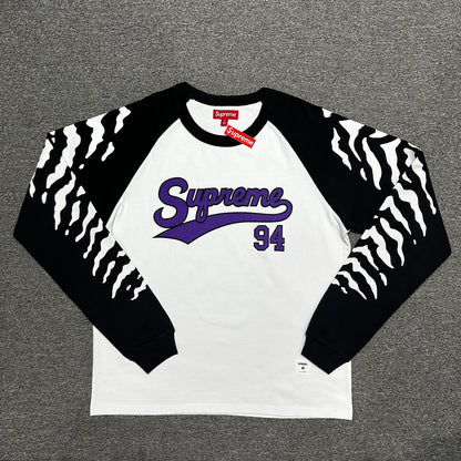 Supreme Tiger Raglan L/S Top in White