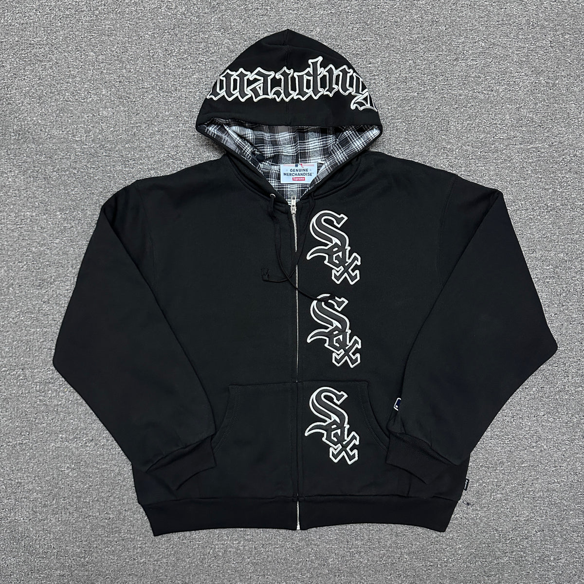 Supreme / Chicago White Sox Zip Up Hooded Sweatshirt in Black
