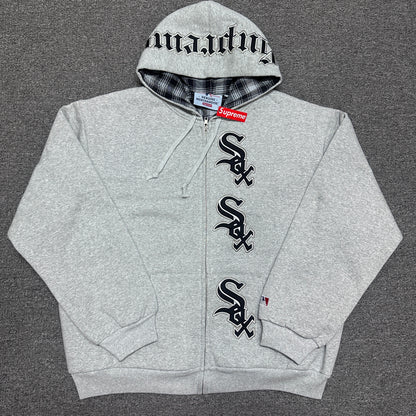 Supreme / Chicago White Sox Zip Up Hooded Sweatshirt in Black