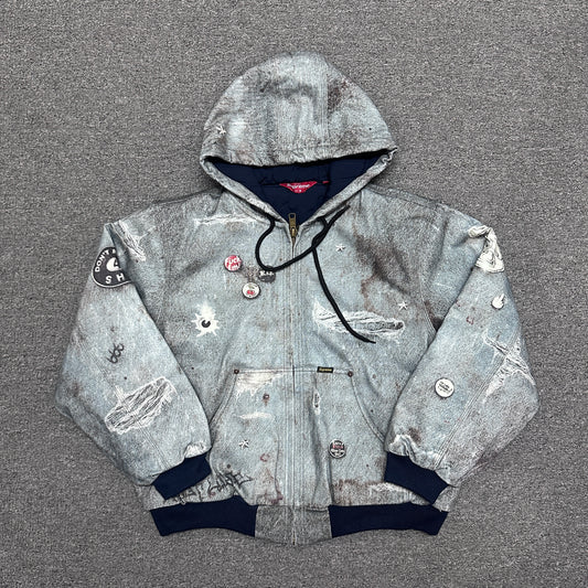 Supreme HJR Trompe L'oeil Hooded Work Jacket in Blue