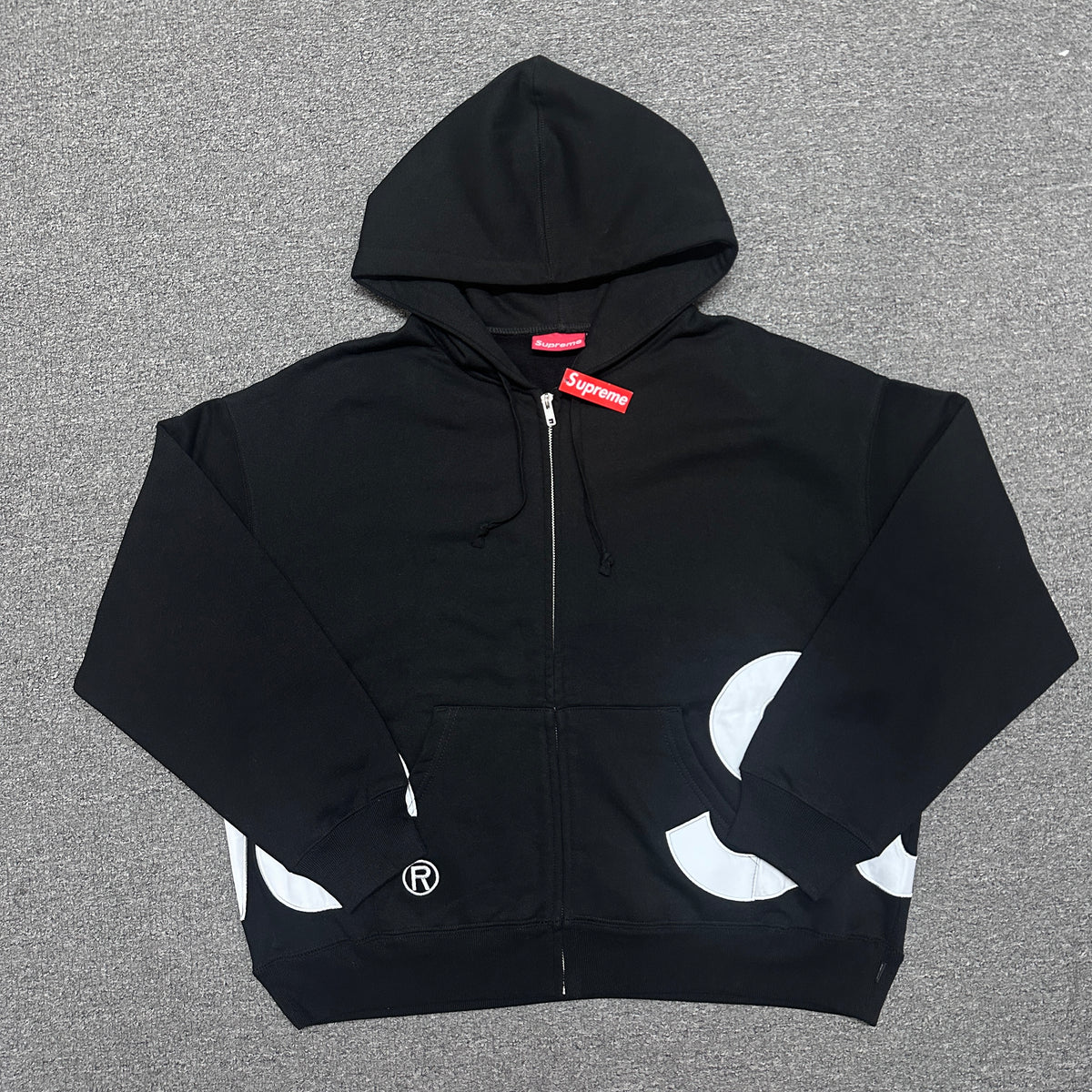 Supreme Big Logo Zip Up Hooded Sweatshirt in Black