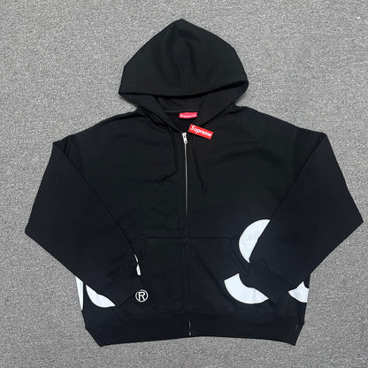 Supreme Big Logo Zip Up Hooded Sweatshirt in Black
