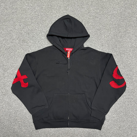 Supreme Old English Raglan Zip Up Hooded Sweatshirt