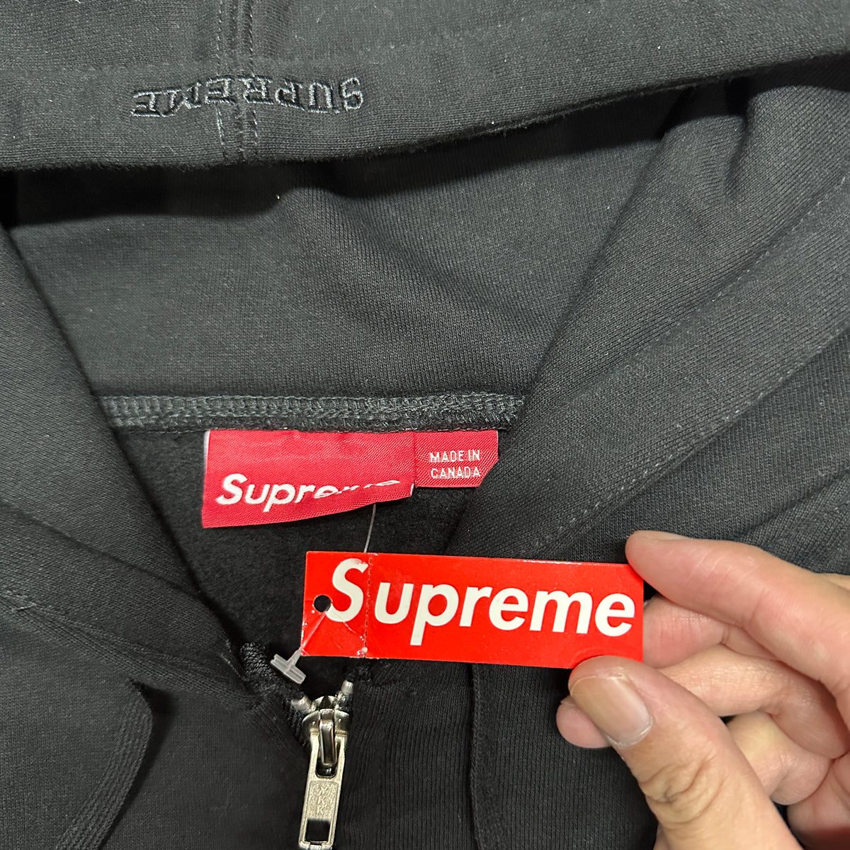 Supreme Cut Out Zip Up Hooded Sweatshirt
