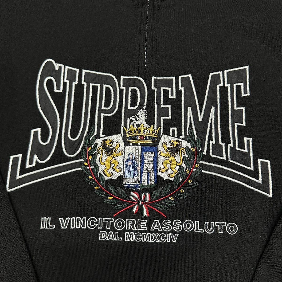 Supreme Crest Applique Half Zip Pullover