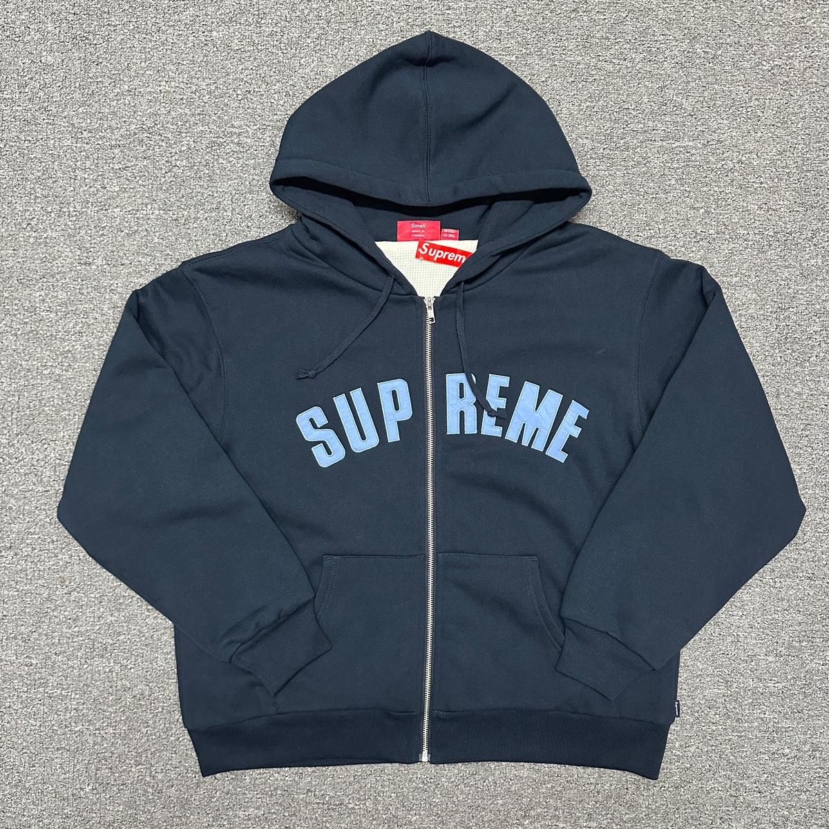 Supreme Arc Logo Thermal Zip Up Hooded Sweatshirt