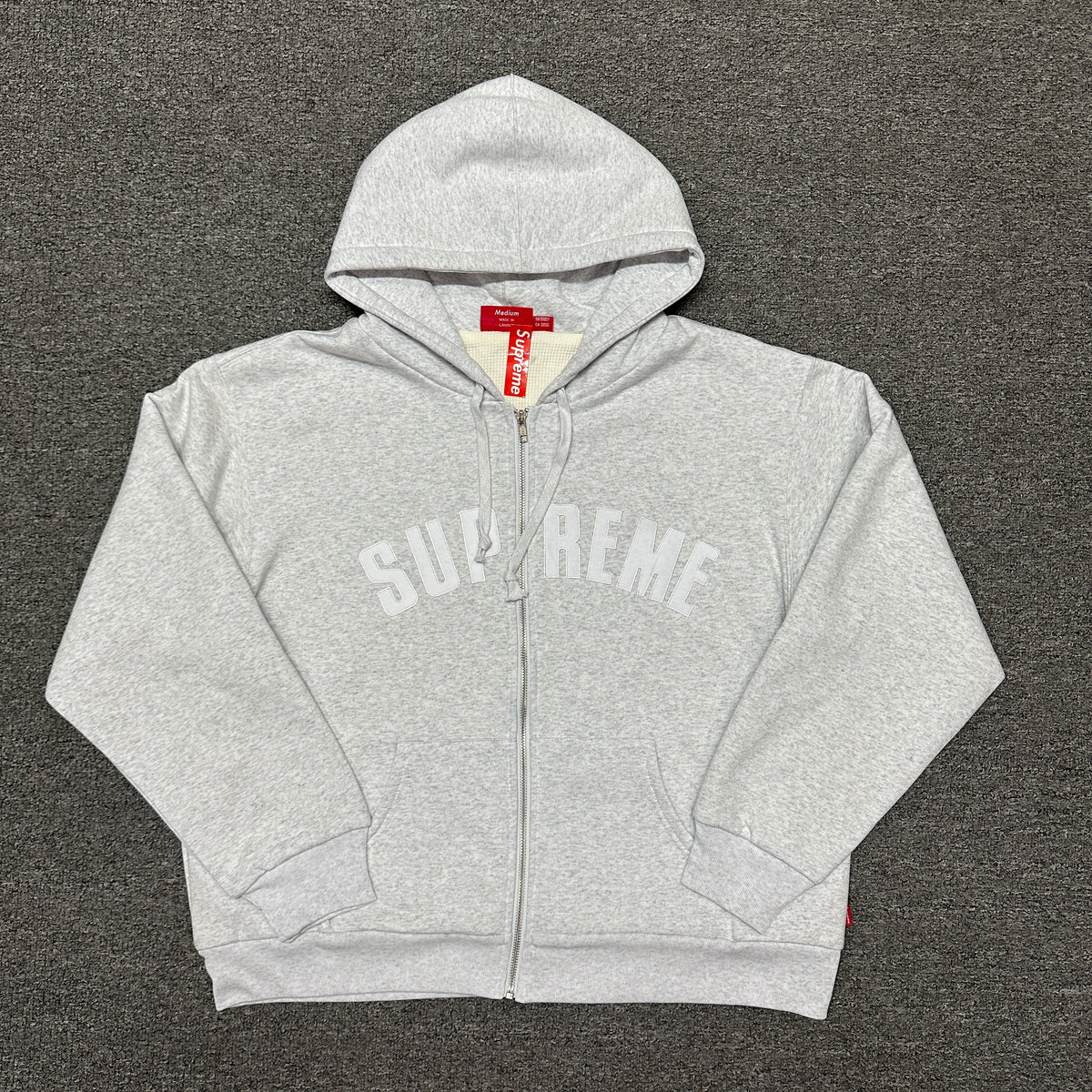 Supreme Arc Logo Thermal Zip Up Hooded Sweatshirt