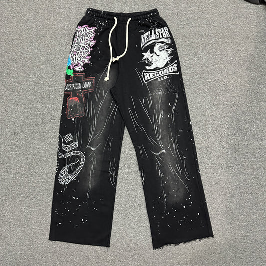 Hellstar Records "Splatter Multi-Patch" Sweatpants
